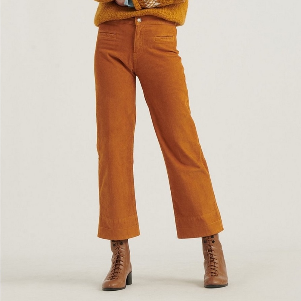 Lucky Brand Women's Corduroy Wide-Leg Pants in Rust Orange